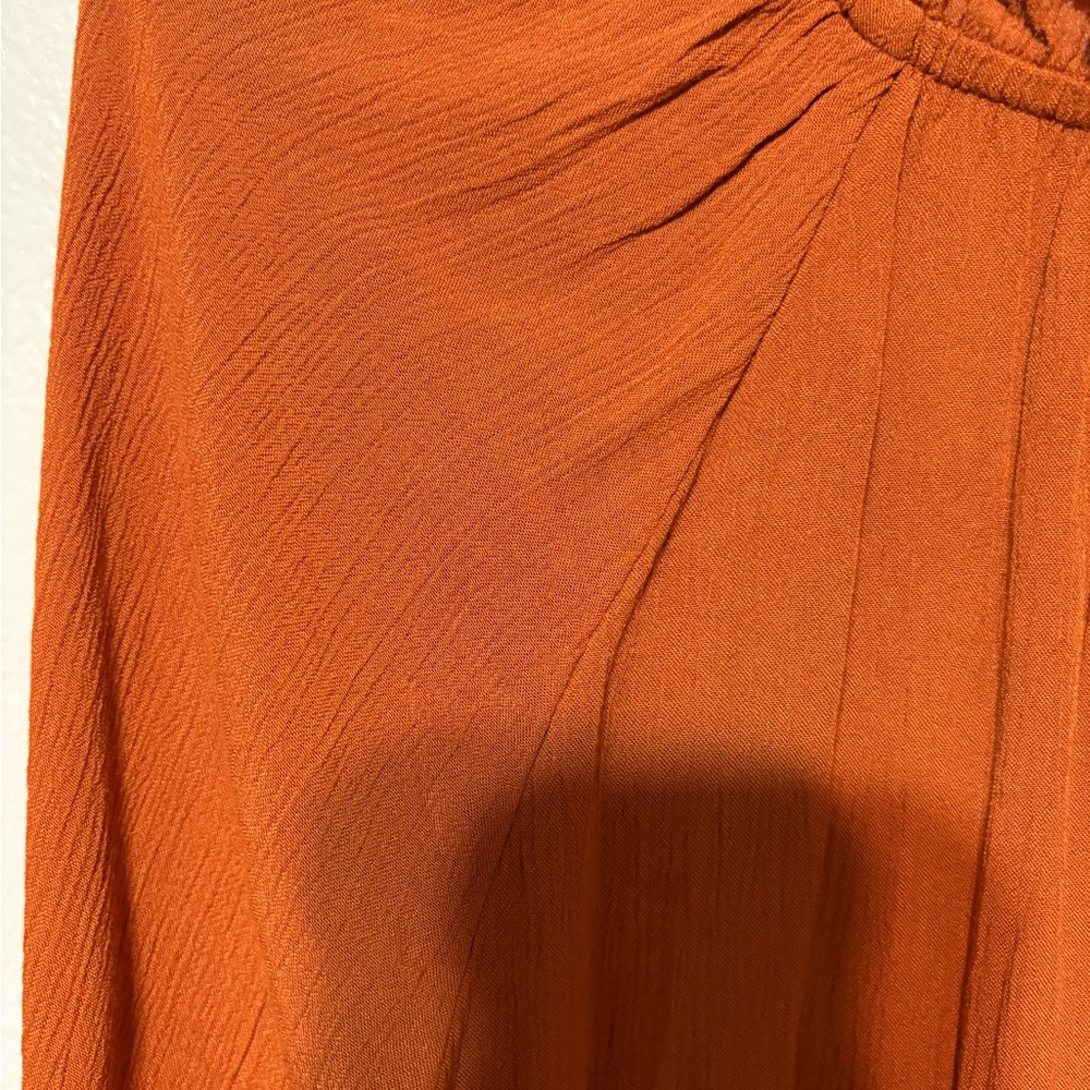 Knox Rose Rust Orange Long-Sleeve Peasant Blouse Size M NWT - Picture 10 of 12